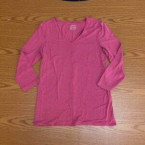Chico’s Pink V-Neck 3/4 Sleeve Top – Soft Casual Tee